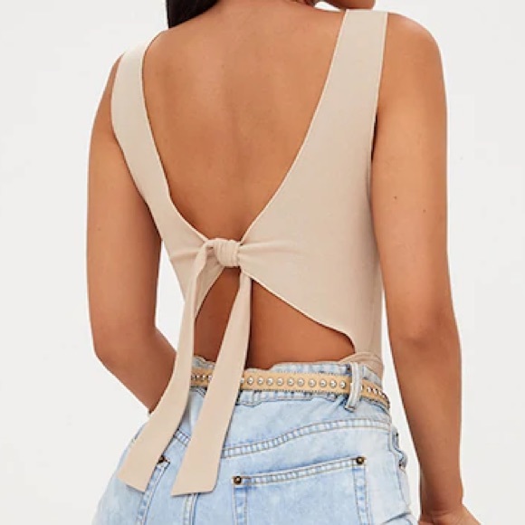 Nude thong bodysuit open back-tie PLT - Picture 6 of 6